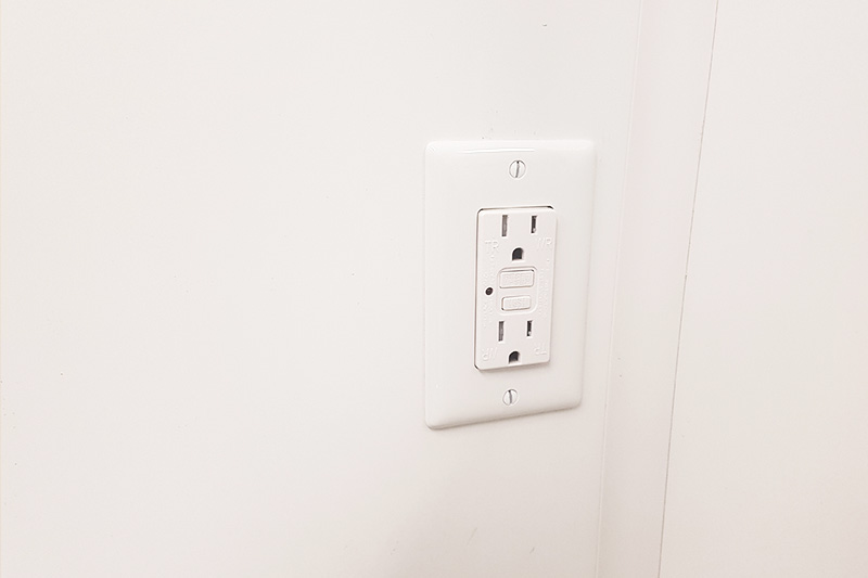Electrical outlets fully wired throughout each shipping container office.