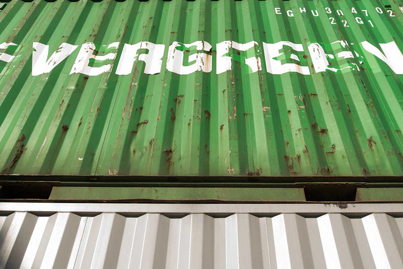 Corrugated walls of a shipping container office adds additional durability.