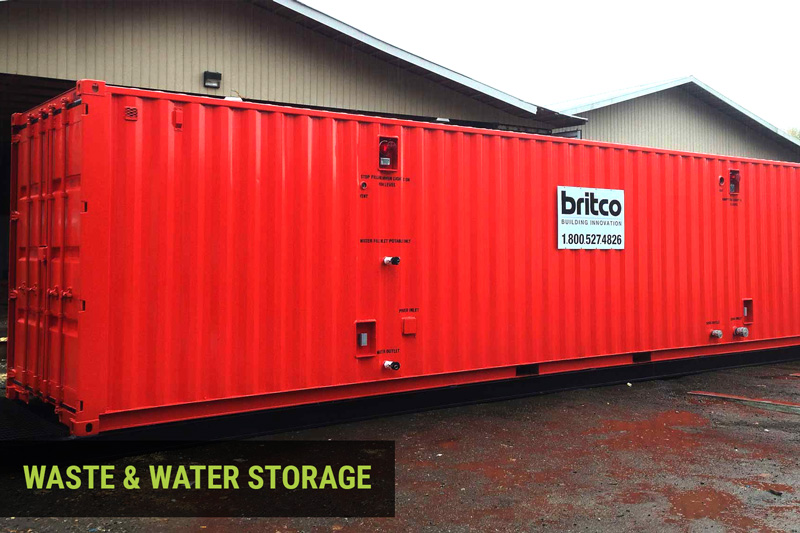 Modified freight container turned into waste and water storage container