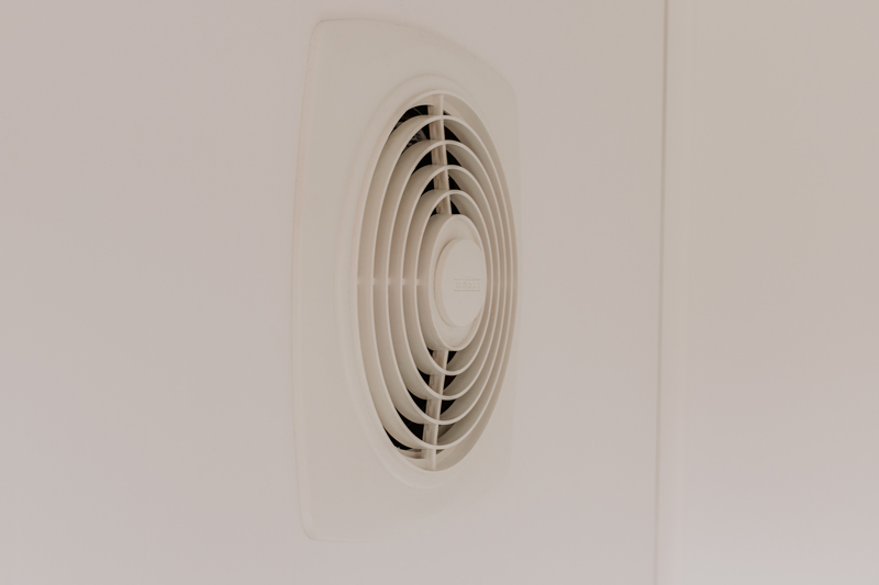 Ventilation fan inside a executive portable bathroom made from a shipping container